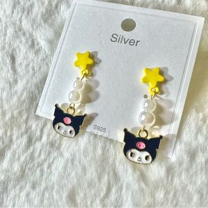 Sanrio kuromi silver post earrings
